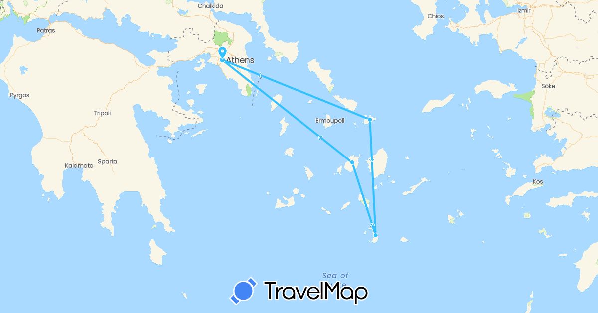 TravelMap itinerary: driving, boat in Greece (Europe)